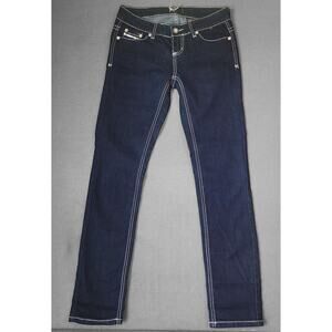 VTG Y2K Soundgirl Lynx Skinny Jeans Sz 5 28x29 Dark Wash RARE Throwback